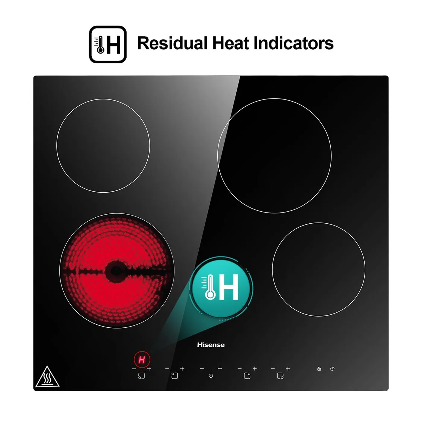 Hisense H60STES - Stainless steel electric hob, knobs on the right, one high-speed plate plus four hot plates, easy to clean and robust cooktop